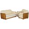 Art Deco Walnut & Cream Leather Sofa & Armchairs by Harry & Lou Epstein, Set of 3 1