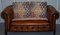 Victorian Leather Chesterfield Club Sofa with Kilim Seat 18