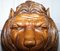 Large Hand-Carved Lion's Mane Bust in Wood with Solid Marble Base 4