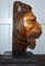 Large Hand-Carved Lion's Mane Bust in Wood with Solid Marble Base, Image 11