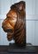 Large Hand-Carved Lion's Mane Bust in Wood with Solid Marble Base, Image 9