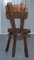 Burr Chestnut Hand Carved Primate French Milking Chair, 1760s 13