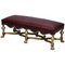 Italian Baroque Style Giltwood Bench or Stool in New Oxblood Leather, 1800s, Image 1