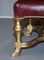 Banco o taburete italiano estilo barroco de madera dorada y cuero New Oxblood, década de 1800, Imagen 14