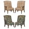 Victorian Asymmetrical Armchairs in Giltwood with Embroidered Bird Covers, Set of 2 1