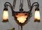Art Nouveau Glass & Wrought Iron Chandelier from Muller Frères 2