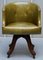 Early Victorian Green Leather Barrel Back Captain's Swivel Chair 2