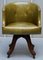 Early Victorian Green Leather Barrel Back Captain's Swivel Chair, Image 2