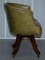 Early Victorian Green Leather Barrel Back Captain's Swivel Chair 9