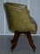 Early Victorian Green Leather Barrel Back Captain's Swivel Chair, Image 9