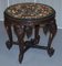 Burmese Hand-Carved Elephant Side Table with Pietra Dura Marble Top 2