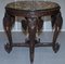 Burmese Hand-Carved Elephant Side Table with Pietra Dura Marble Top 8