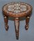 Anglo-Indian Export Elephant Side Table in Hardwood with Floral Inlay 2
