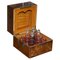 Victorian Rosewood Liqueur Box with Cranberry Glass Decanters 1