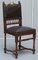 French Henry II Oak & Embossed Leather Lion Dining Chairs, 1880s, Set of 6 3