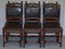 French Henry II Oak & Embossed Leather Lion Dining Chairs, 1880s, Set of 6 2