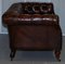 Viktorianisches Serpentine Handgefärbtes Whiskey Brown Leder Chesterfield Sofa 19