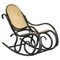 Vintage Ebonized Black Rattan Bergere Rocking Chair from Thonet, Image 1