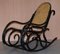 Rocking Chair Bergère Vintage en Rotin Noirci de Thonet 3