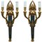 Empire Style Figural Two-Branch Wall Sconces in Gilt Bronze, Set of 2 1