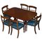 Burr Walnut Regency Extending Dining Table and Chairs, Set of 7 1