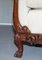 Ornately Carved Walnut 3-Seater Sofa with Lion's Paw Feet 5