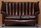 Huge Victorian Brown Leather Barrel Back Suite Sofa Set, 1860s, Set of 2 3