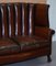 Huge Victorian Brown Leather Barrel Back Suite Sofa Set, 1860s, Set of 2 4