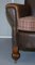 Sofá eduardiano de nogal y cuero marrón con cojines de tartán. Juego de 3, Imagen 19