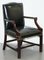 Black Leather Gainsborough Carver Armchair in the Style of Thomas Chippendale 2