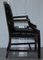 Black Leather Gainsborough Carver Armchair in the Style of Thomas Chippendale, Image 12