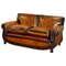 Brown Leather Two Seat Sofa, Image 1
