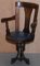 Victorian Cast Iron & Blue Leather Captain's Swivel Chair with Lion Base 3