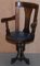 Victorian Cast Iron & Blue Leather Captain's Swivel Chair with Lion Base, Image 3