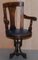 Victorian Cast Iron & Blue Leather Captain's Swivel Chair with Lion Base 2