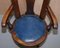 Victorian Cast Iron & Blue Leather Captain's Swivel Chair with Lion Base 6
