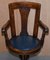 Victorian Cast Iron & Blue Leather Captain's Swivel Chair with Lion Base, Image 4