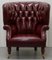 Oxblood Leather Chesterfield Barrel Armchair, Image 3