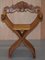 Decorative Folding Savonarola Armchair with Lion Head & Carved Arms 2