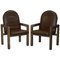 Mid-Century Brown Leather Armchairs, Set of 2 1