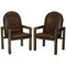 Mid-Century Brown Leather Armchairs, Set of 2, Image 1