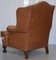 Brown Leather Wingback Armchairs, 1860s, Set of 2 7