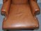 Brown Leather Wingback Armchairs, 1860s, Set of 2 4