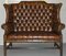 Chesterfield Hand-Dyed Wingback Leather Two Seat Sofa 2