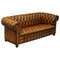 Whisky Brown Pleated Leather Chesterfield Sofa 1