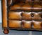 Whisky Brown Pleated Leather Chesterfield Sofa 13