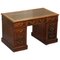 Victorian English Panelled Hardwood Twin Partner Desk, 1880s 1
