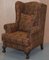 Vintage Wingback Armchair with Claw & Ball Feet and Kilim Style Upholstery 3