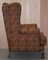 Vintage Wingback Armchair with Claw & Ball Feet and Kilim Style Upholstery 14