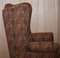 Vintage Wingback Armchair with Claw & Ball Feet and Kilim Style Upholstery 16